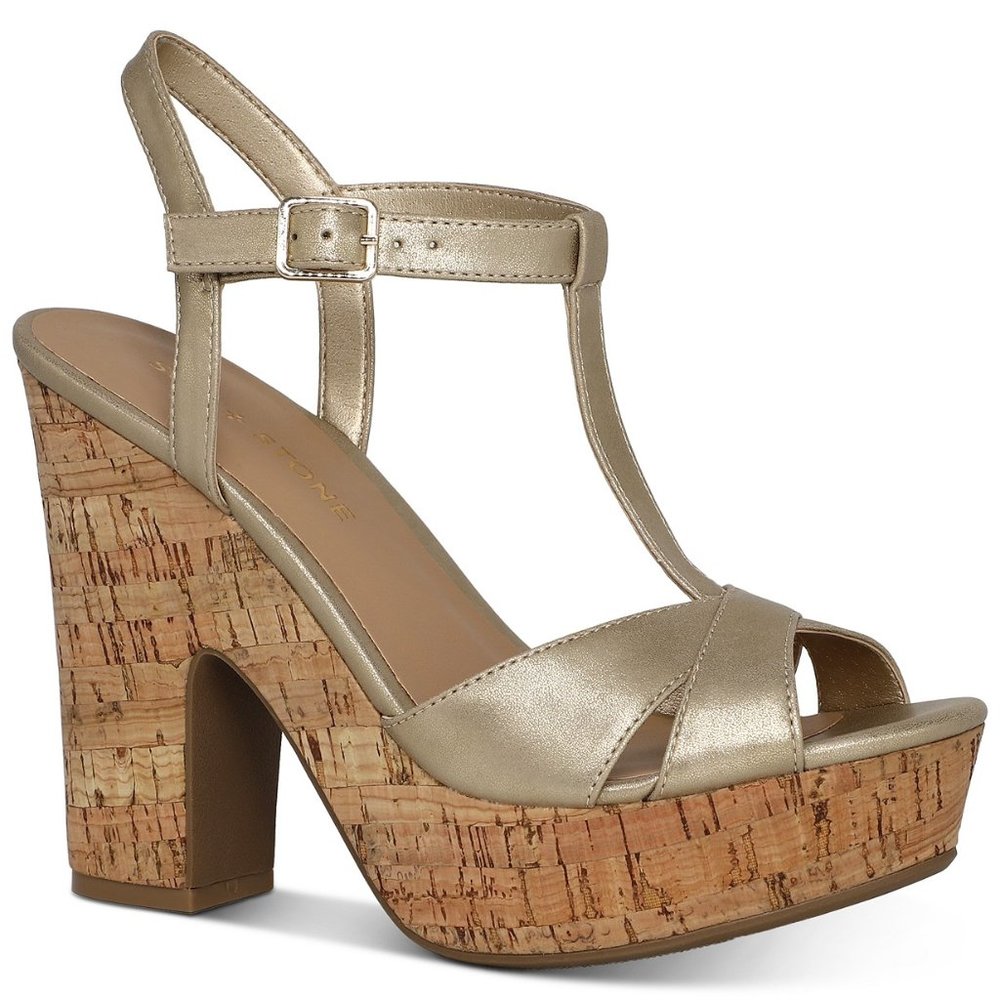 Sun + Stone Jamie T-Strap Platform Dress Sandals